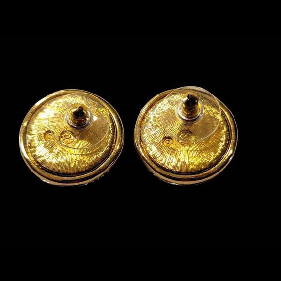 Vintage Signed Swarovski Crystal Domed Stud Earrings - Picture 5 of 9